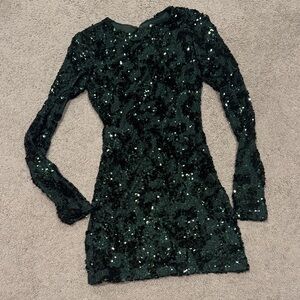 Elegant Sequin Green Dress